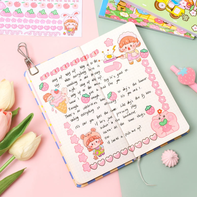 Sticker Cute Bộ 50 Miếng Dán Giấy Washi Họa Tiết Hoạt Hình Dễ Thương Trang Trí Sổ Tay Collect Book