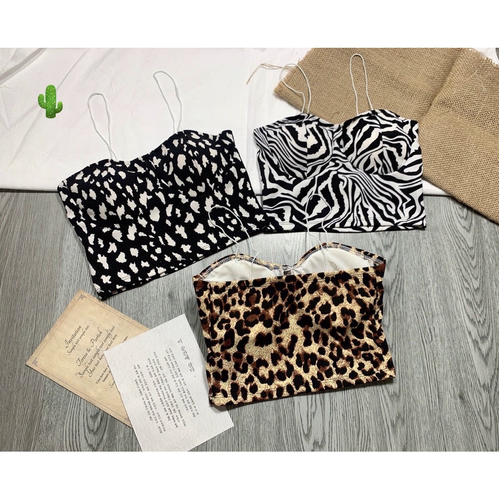 Áo 2 dây croptop phối màu họa tiết cực xinh , chất da cá mềm mịn ( ảnh thật )