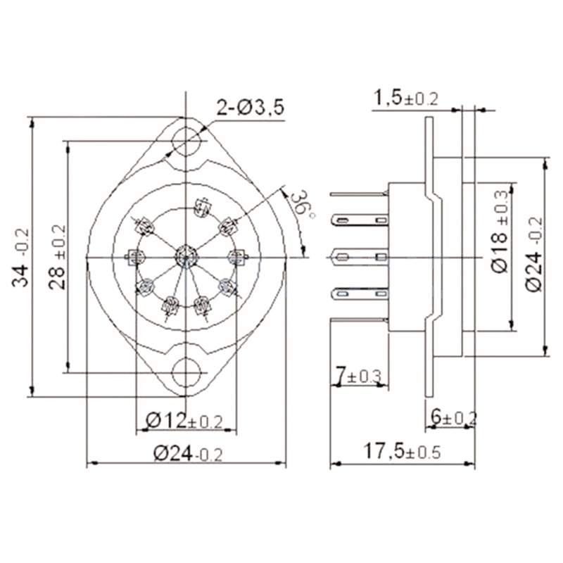 Set 10 Khung Gầm Ống Chân Không B9A 9Pin Cho ECC81 ECC82 ECC83 EL84 6922