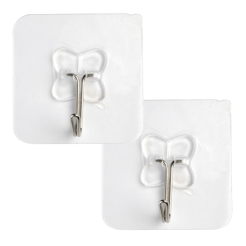 Set 2 móc treo dán tường trong suốt dính chắc tiện dụng