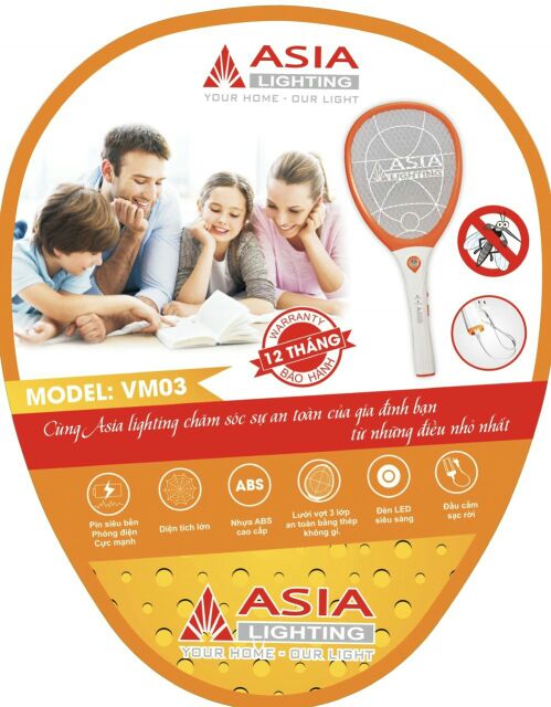 ( BH 12 tháng lỗi đổi mới)Vợt muỗi ASIA hàng VNXK cao cấp VM03!