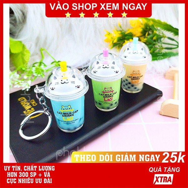 Móc khóa trà sữa trân châu hình mèo 🐱🥤 FREESHIP🚛 Móc khóa trà sữa trân châu hình mèo siêu dễ thương - Phát Huy Hoàng