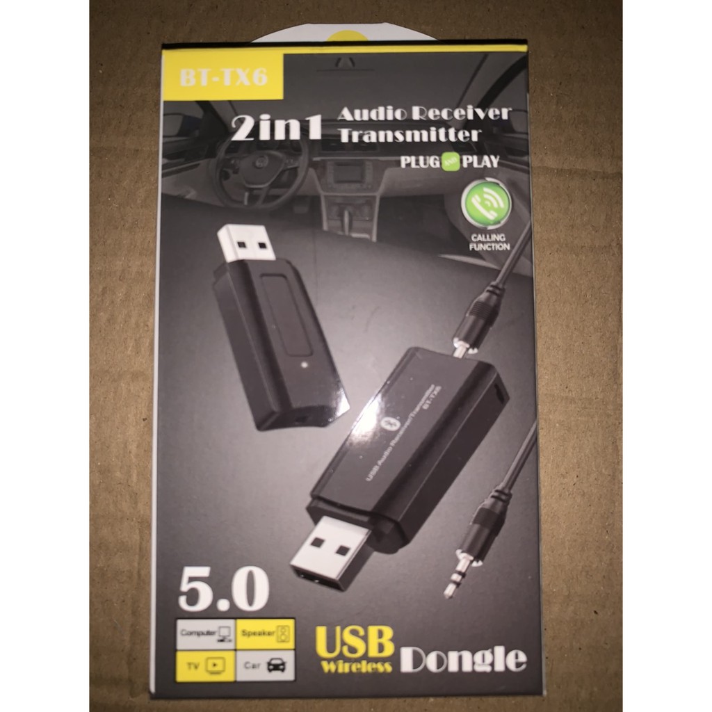 USB Bluetooth 5.0 (2in1) BT TX6 , Thiết bị thu phát Bluetooth 2 trong 1 BT TX6