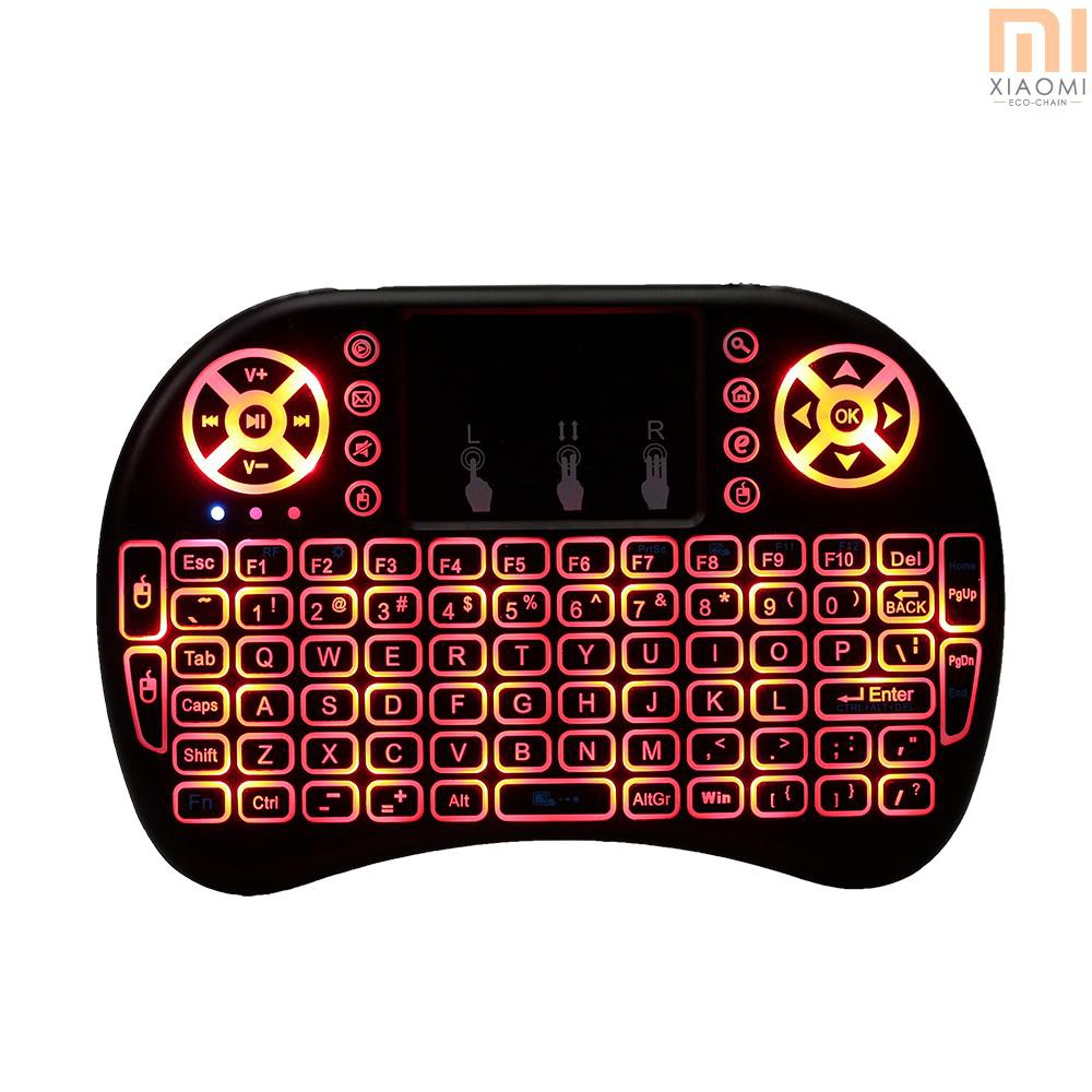 【shine】Air Mouse Keyboard 2.4G Wireless RF Remote Control Backlit Multimedia Remote Touchpad Rechargeable Combos Handheld Keyboard (Black)