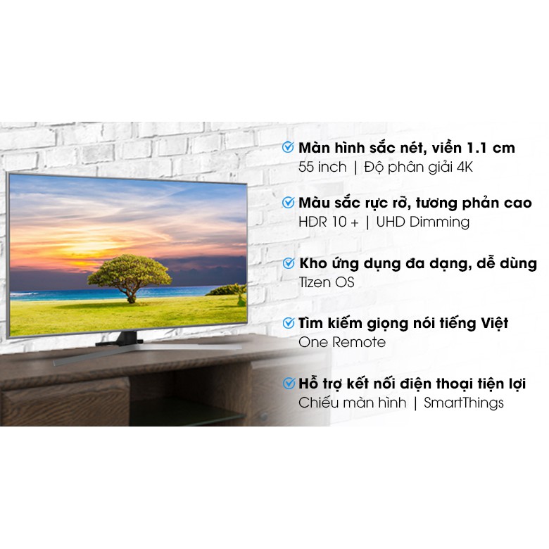 Smart Tivi Samsung 4K 55 inch UA55RU7400 nam 2019 moi 95%