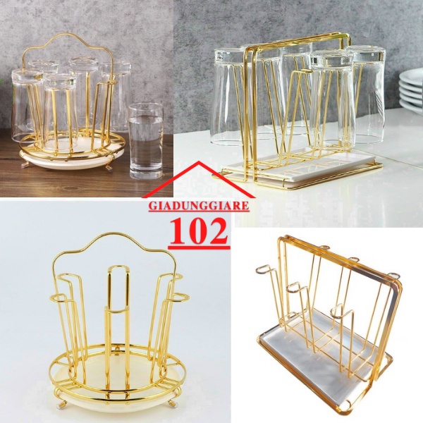 khay Cắm Cốc inox 304 Mạ Vàng -Giá Úp Cốc Mạ Vàng Cao Cấp Phong Cách Á Châu Sang Trọng