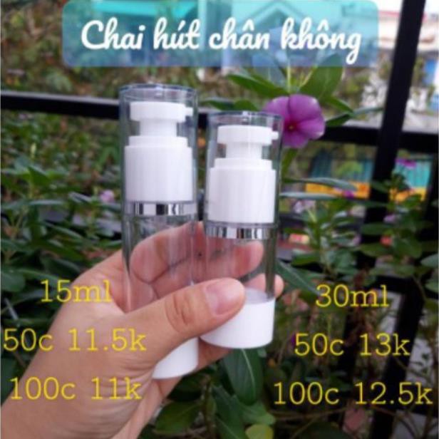 [SIÊU RẺ] Chai nhựa hút chân không [15ml,30ml,50ml,100ml,5ml,10ml] chiết mỹ phẩm , phụ kiện du lịch