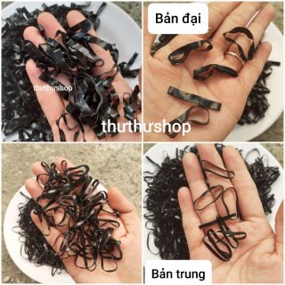 [Nửa kí] 500g thun cột tóc trơn màu đen (Bản đại/Bản trung)