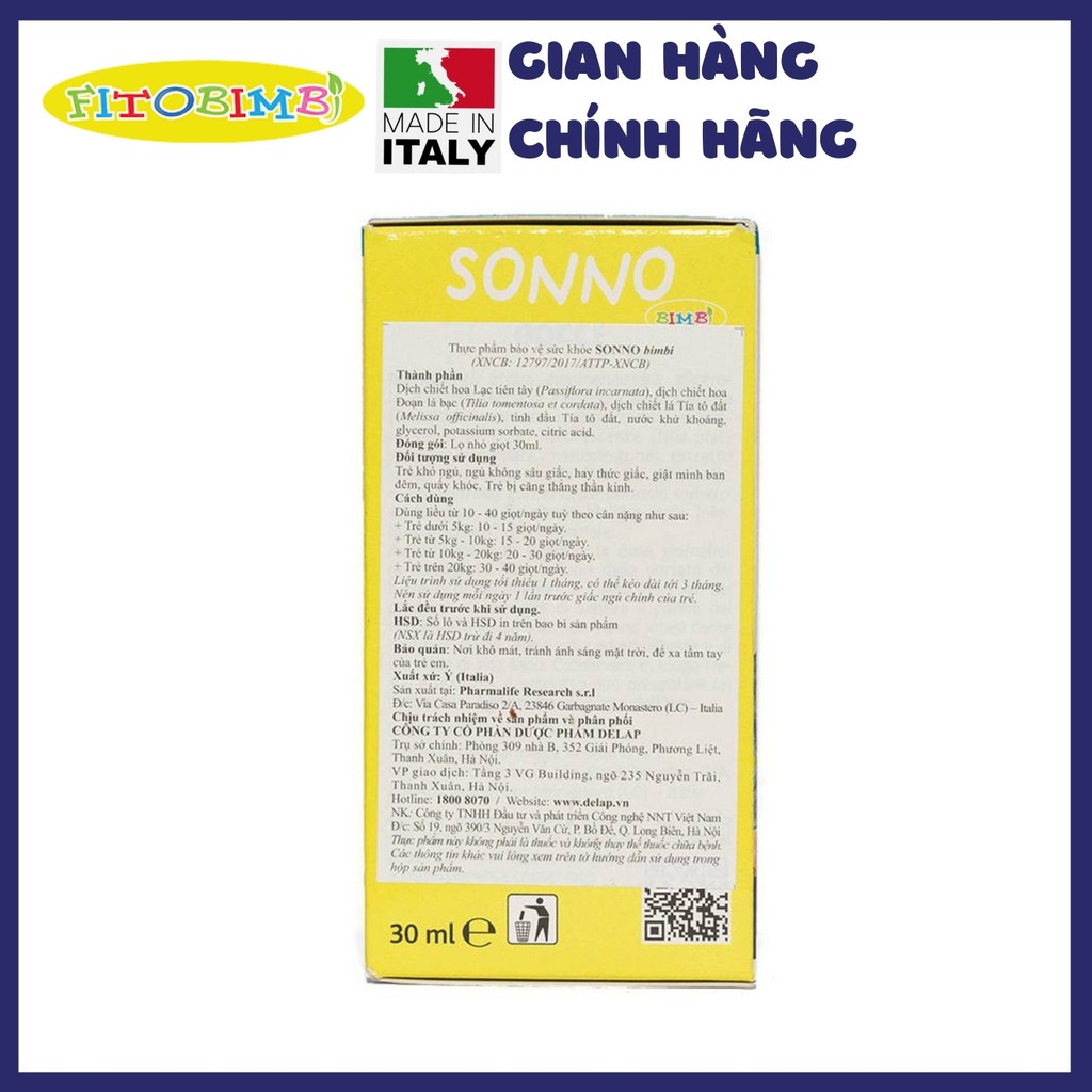 Fitobimbi Sonno -  Siro giúp trẻ ngủ ngon giấc tự nhiên (30ml) | Thế Giới Skin Care
