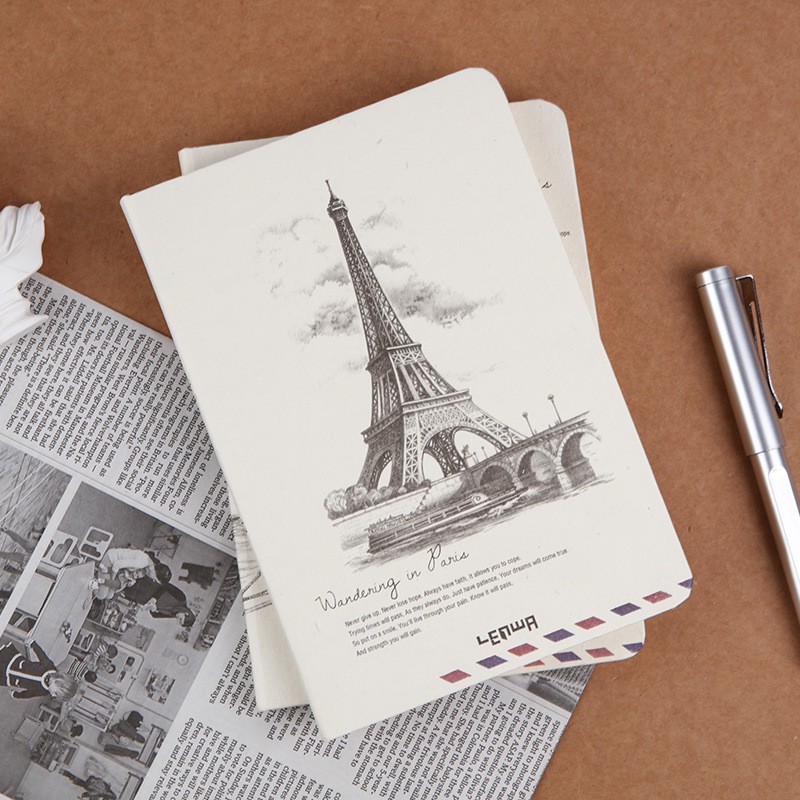 Sổ tay bìa cứng cạnh dát vàng Vintage cổ điển trang nhã. Sổ B6 192 trang tinh tế, độc đáo