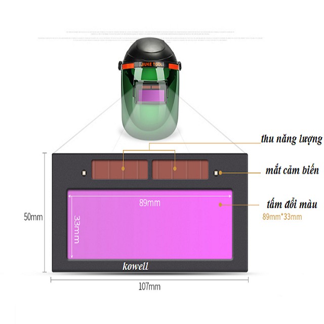 Mặt nạ hàn điện tử tự động kw200 giúp Bảo Vệ Đôi Mắt