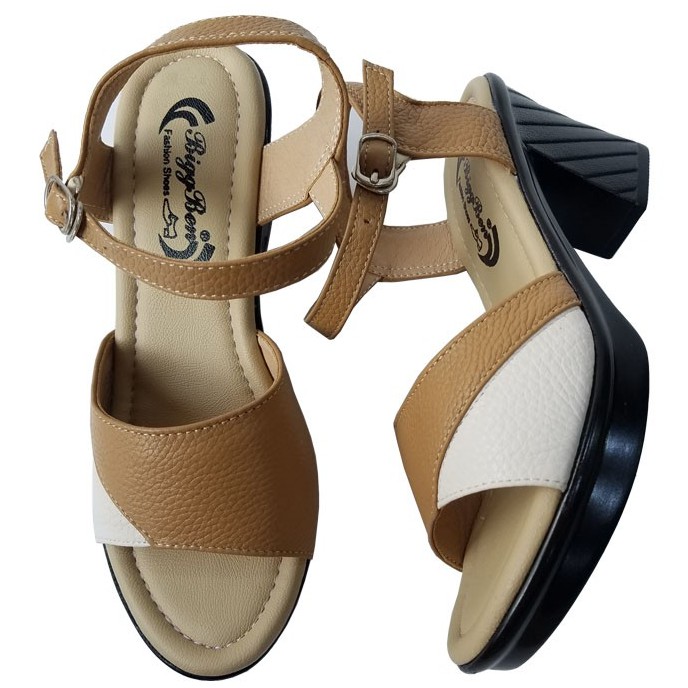 Giày Sandal Cao Gót Nữ Da Bò BIGGBEN Gót 7 cm HKD353