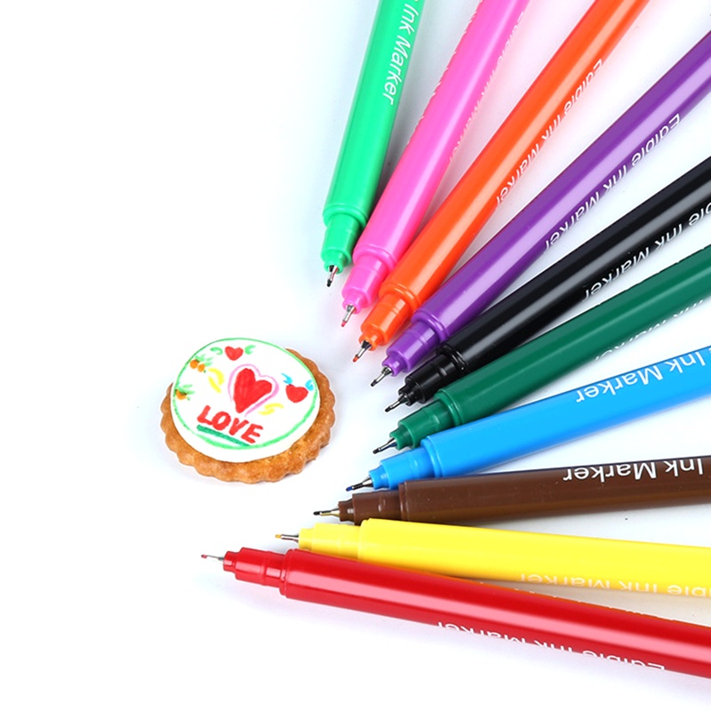 Set 10 Bút Vẽ Trang Trí Bánh Kem / Bánh Quy / Kẹo Ngọt Bằng Nhựa