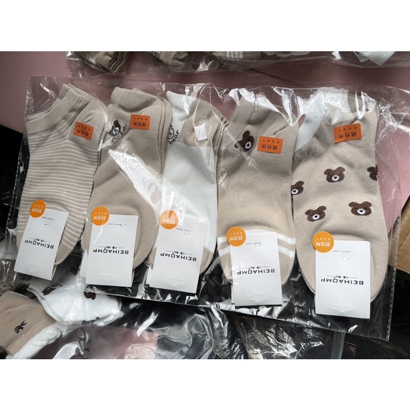 Tất chân cho nữ, combo 5 đôi tất gấu cute xinh lắm màu lộn xộn