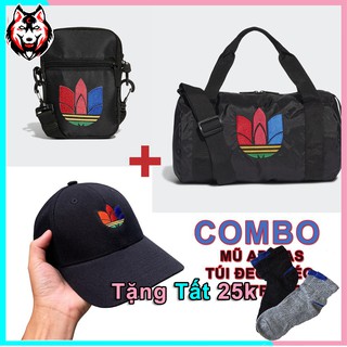 COMBO MŨ LƯỠI TRAI - TÚI ĐEO CHÉO - TÚI TRỐNG VNXK ADIDAS FULL TEM MÁC