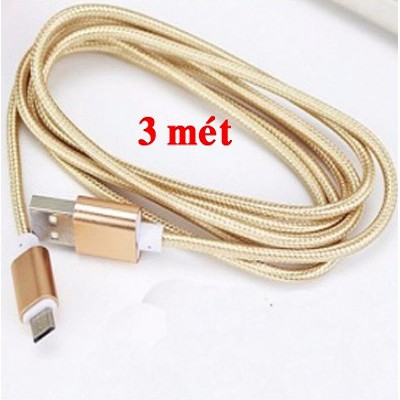 CÁP SẠC NHANH DÂY DÙ DÀI 3M (MICRO-USB,ip,TYPE-C)