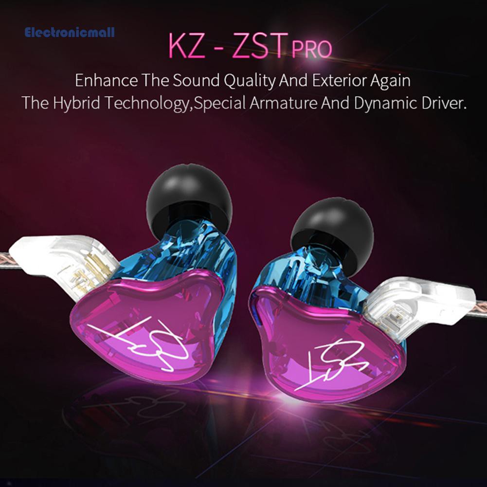 ElectronicMall01 KZ ZST 1BA+1DD Hybrid Driver HIFI In Ear Earphone DJ Monito Running Headset Earbuds