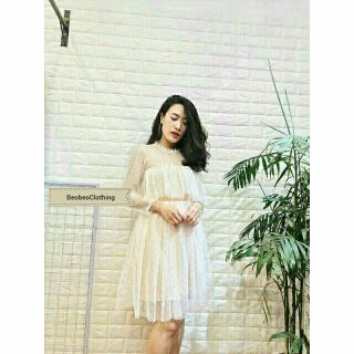 [Ảnh thật] Đầm chấm bi tầng công chúa siêu dễ thương