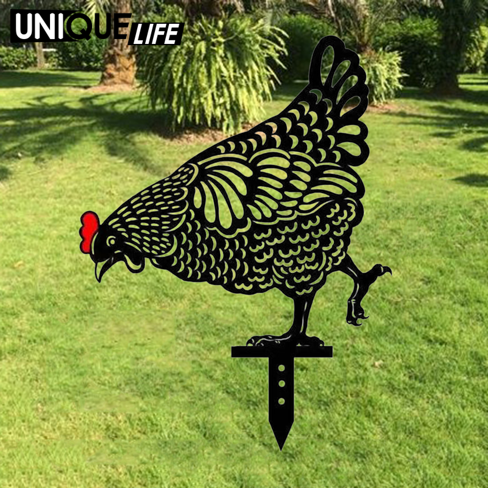 [Unique Life]Acrylic Chicken Yard Art Garden Stake Outdoor Backyards Floor Decoration A