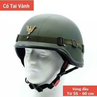 NÓN BẢO HIỂM LÍNH ĐỨC  CÓ TAI VÀNH VIA