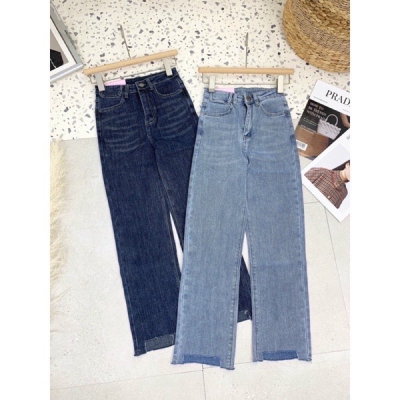 Jean nữ  Quần bò ống đứng túi nắp eo sang chảnh Ulzzang PHULA nữ tiểu thư sang chảnh B16