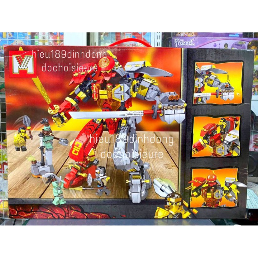 Lắp ráp Xếp hình not Lego Ninjago 71720 Fire Stone Mech mg210 11331 : Chiến Giáp Hợp Thể Của Kai & Cole 1042+ mảnh