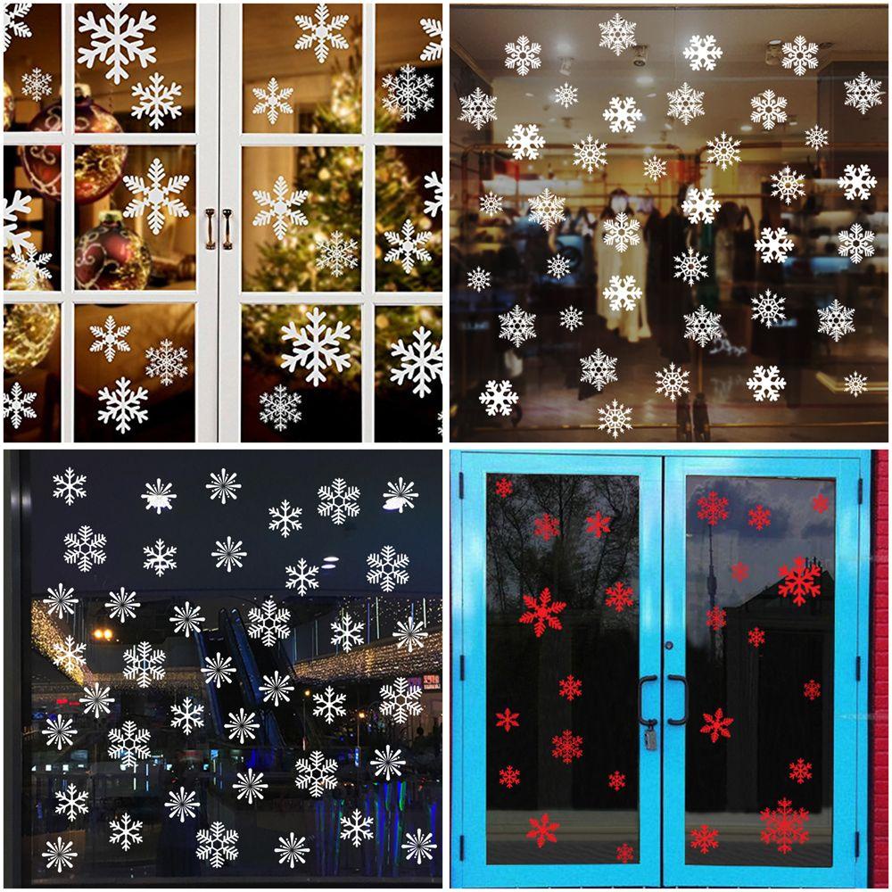 Bộ 27 / 38 Miếng Dán Hình Bông Tuyết Trang Trí Cửa Hàng Dịp Giáng Sinh