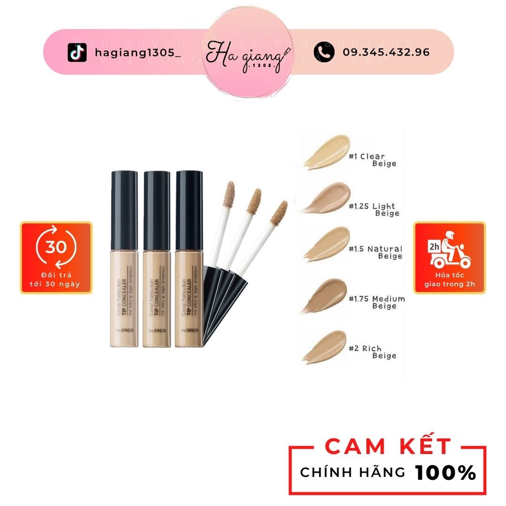 Kem che khuyết điểm The Saem Cover Perfection Tip Concealer Spf28 PA++ (6.5g) - Che khuyết điểm