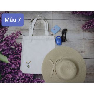 Túi canvas thêu tay - Hoa cúc #7
