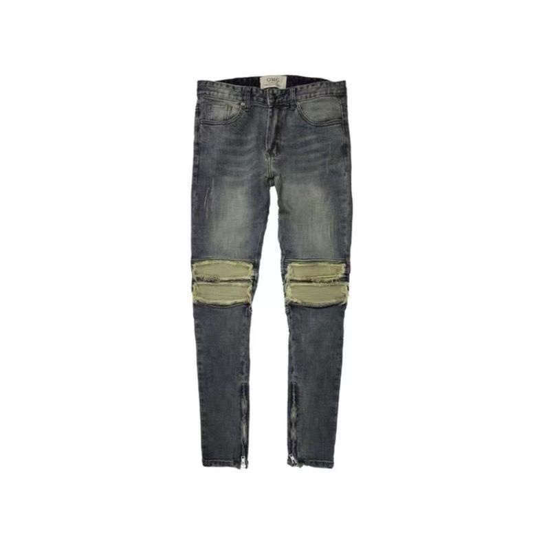 ☇⊙ Quần Jean Ống Suông Ôm Dáng Khóa Kéo Rách Lỗ Kiểu Đường Phố Mỹ Thời Thượng Cho Nữ