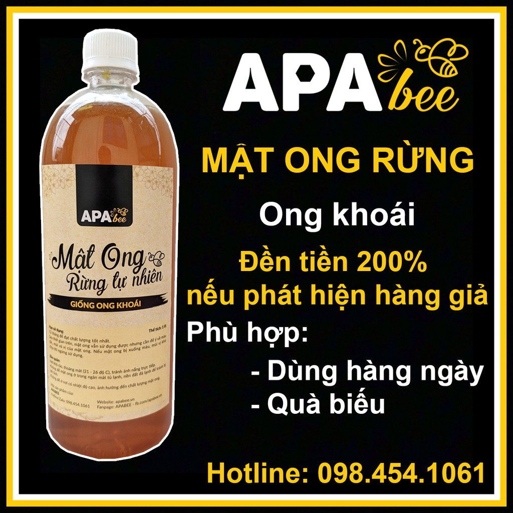 Mật ong rừng nguyên chất APABEE 1 Lít Ong khoái | WebRaoVat - webraovat.net.vn