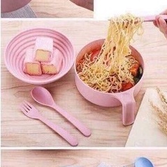Bát Úp Mì Chất Liệu Lúa Mạch Có Tay Cầm Tiện Dụng (Tặng Kèm Thìa, Đũa, Nĩa)