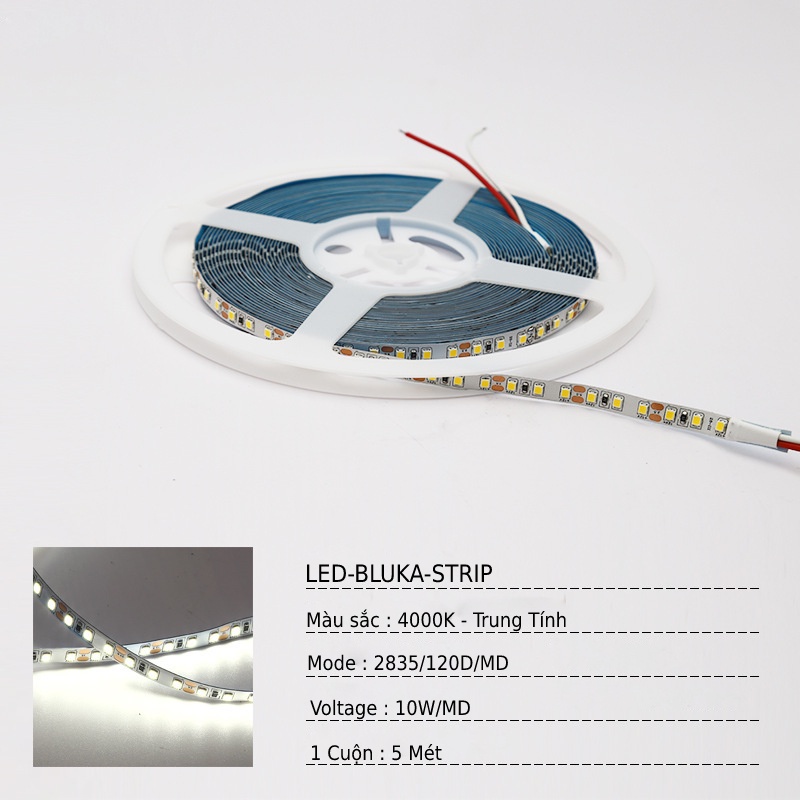 Đèn Led Dây Dán 12V Thanh Nhôm, Máng Nhôm Định Hình Trắng Trang Trí Siêu Sáng Không Chớp, Cuộn 5M BLUKA