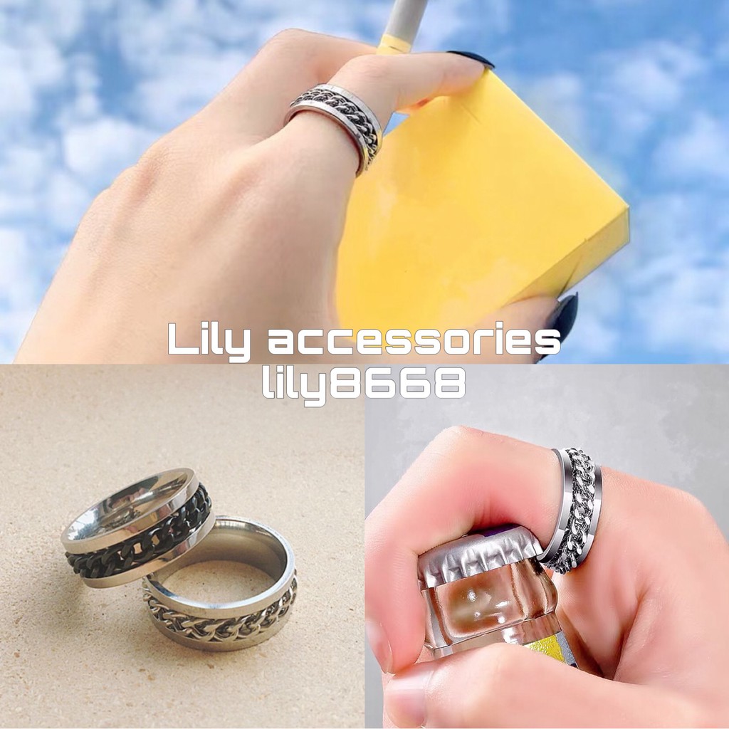 Ring Necklace dây chuyền vòng cổ dây da phối nhẫn xích titan không gỉ không đen cho nam nữ
