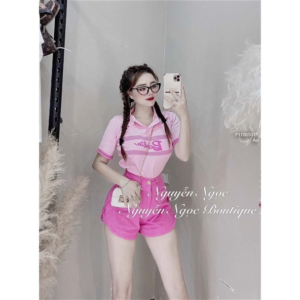 Áo len polo barbie viền cổ bẻ hàng nhập chuẩn