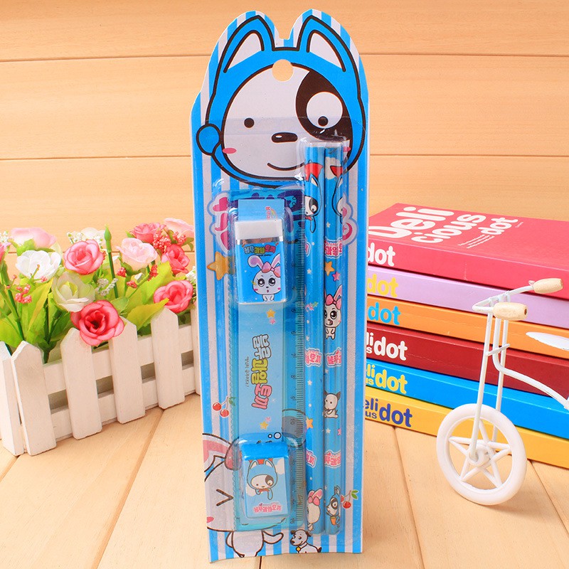 Bộ dụng cụ học tập 5 món giá rẻ dễ thương cute đồ dùng học sinh đẹp cho bé NATO BHT04