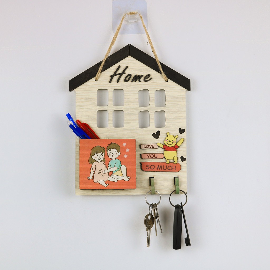 Biển bảng gỗ decor MÓC TREO CHÌA KHÓA 1 trang trí gia đình, phòng khách