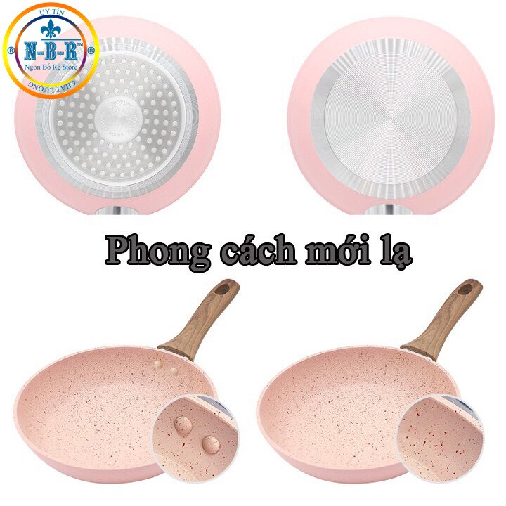 Chảo chống dính chống xước cao cấp, đường kính 16cm cán gỗ siêu bền