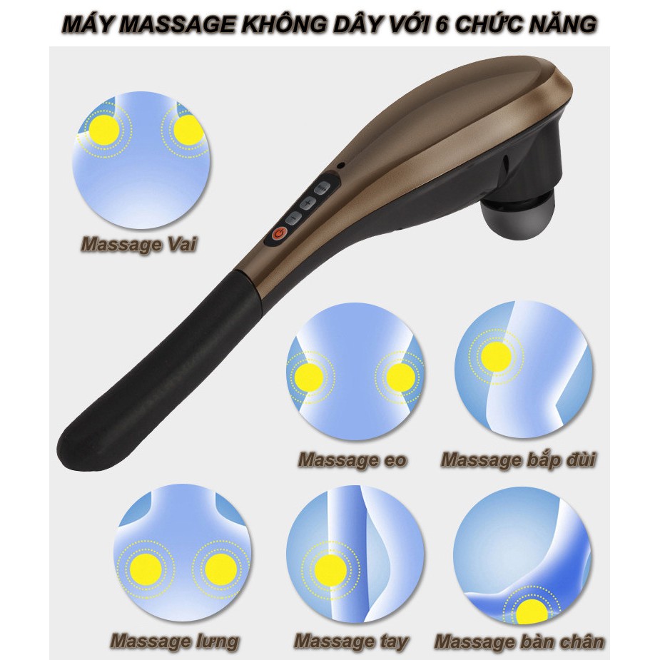 Máy massage cầm tay không dây 6 chi tiết 1800mAh - Home and Garden