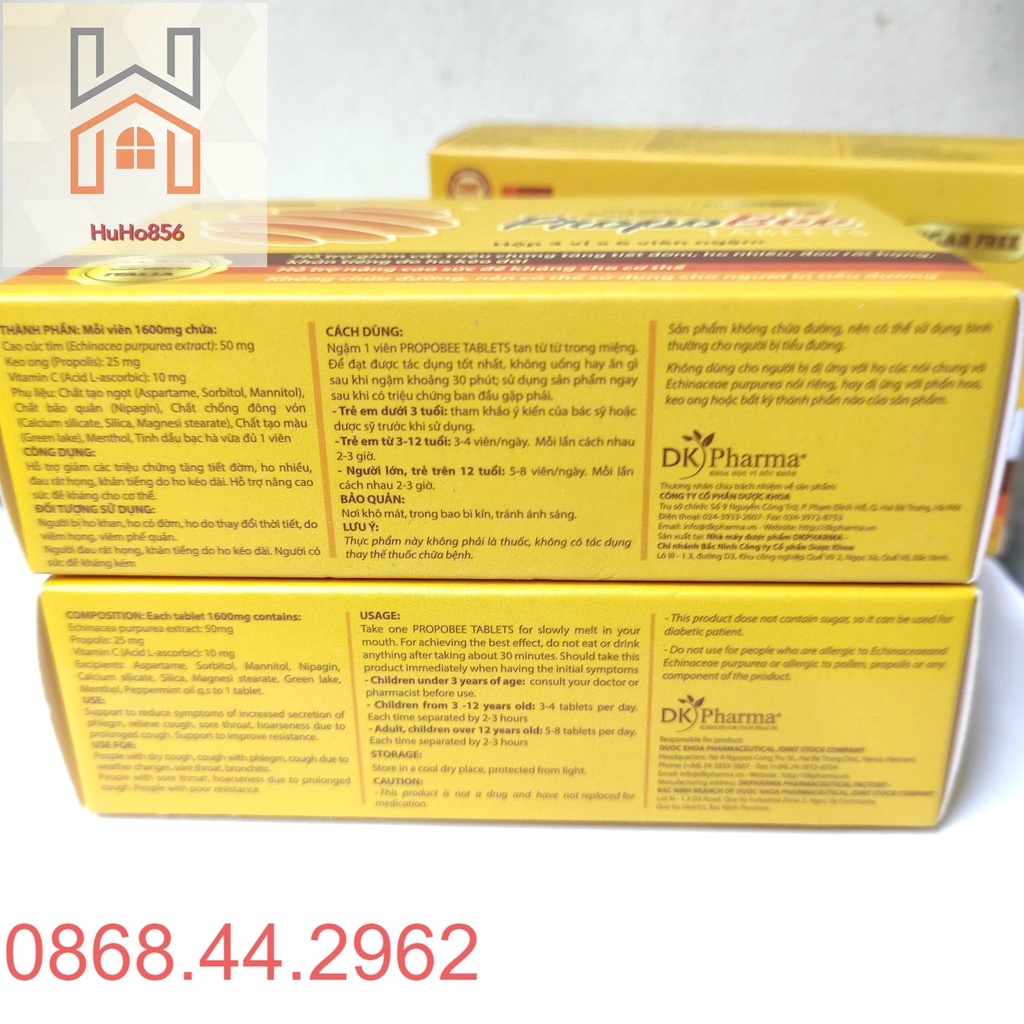 Ngậm Keo Ong Propobee Không Đường - Giảm Ho, Đau Rát Họng - Hộp 18 viên