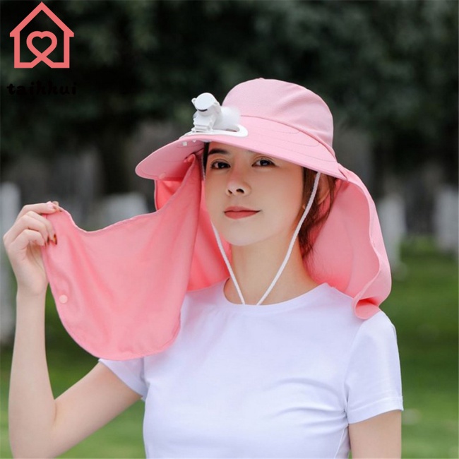 Giảm giá hot Mũ chống nắng thể thao ngoài trời có quạt + Che cổ che nắng