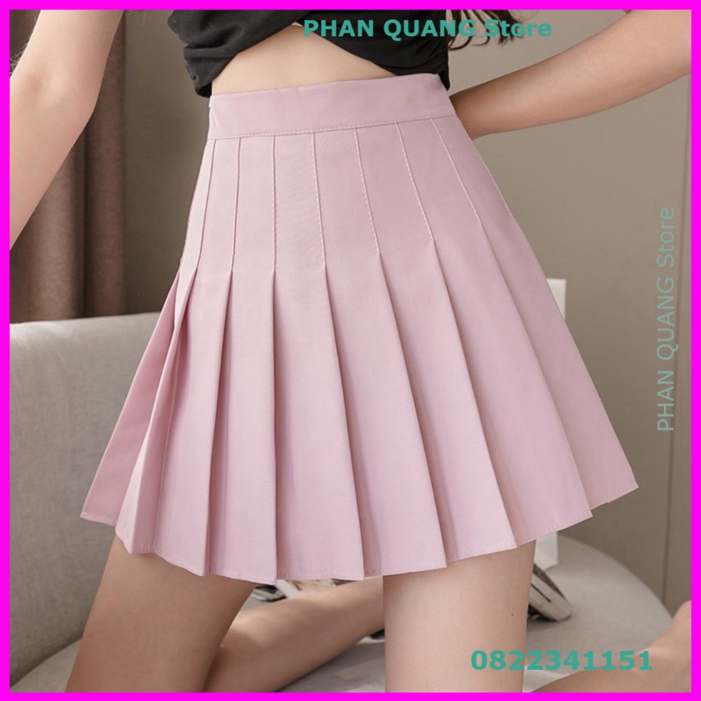 👗 CHÂN VÁY TENNIS NGẮN XẾP LY DÁNG XOÈ ĐEN HỒNG - CHÂN VÁY XẾP LI TENNIS TRƠN HỒNG ĐEN - CHÂN VÁY ĐŨI ULZZANG PQ-Shop