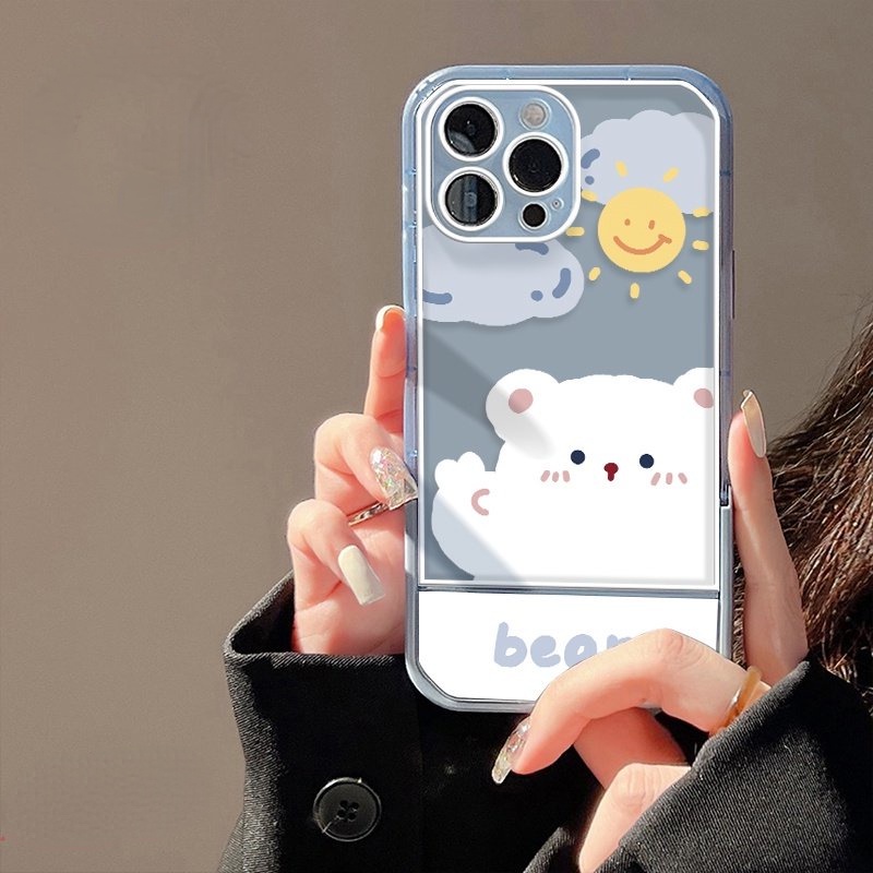 Ốp Điện Thoại Mềm In Hình Gấu Hoạt Hình Có Giá Đỡ Ẩn Cho IPhone 13 Pro Max 11 Pro MAX 12 Pro MAX X XS XR MAX 8 Plus 7 Plus 6 6S 7 SE 2020
