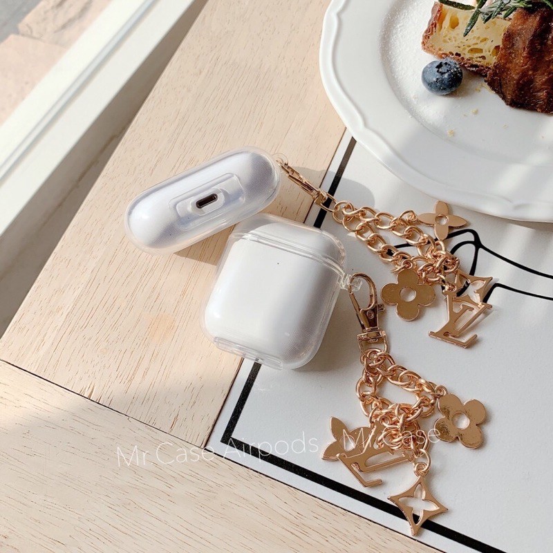 Case Airpods 1/2 Pro Vỏ Ốp Đựng Tai Nghe Trong dẻo Kèm Móc Khoá Vàng Xinh - Mr.Case