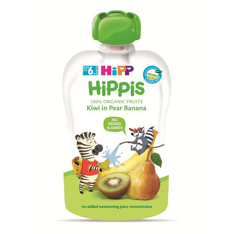 Dinh Dưỡng 100% Trái Cây Nghiền Hữu Cơ Hippis Organic (Kiwi, Lê, Chuối) 100 Gram