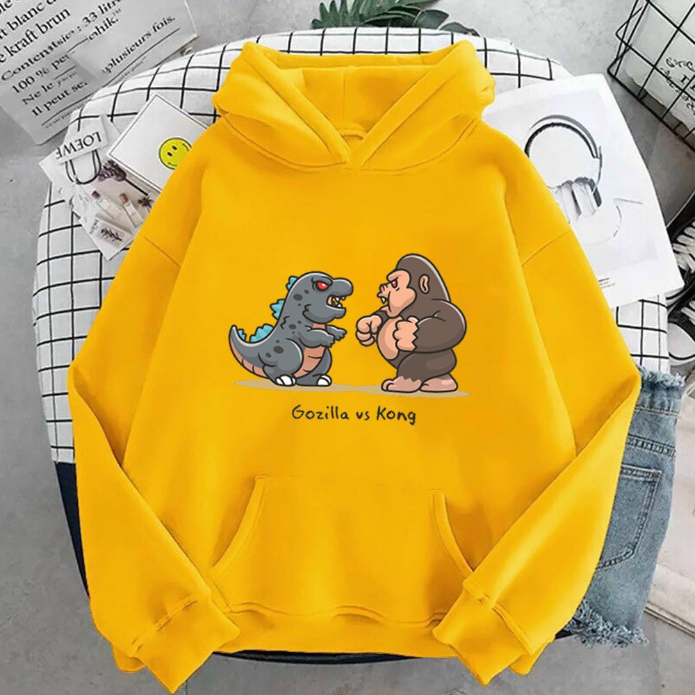 Áo Hoodie nam nữ in hình Gozilla và Kong dễ thương, chất nỉ dày dặn, hợp làm áo cặp William - DS154