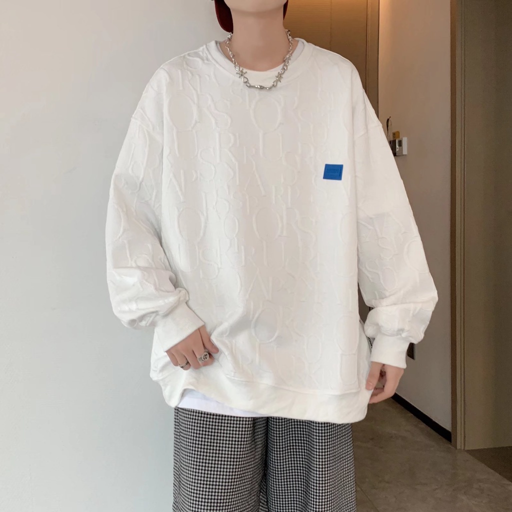 Áo Sweater Cổ Polo Dáng Rộng Phong Cách Thời Trang Hàn Quốc Cho Nam Giới bigsize simple unisex áo dài tay top