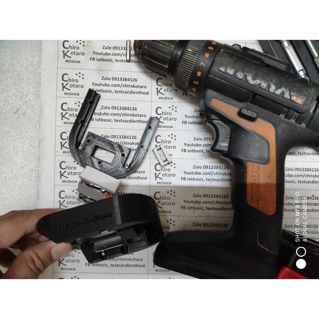 Đế chuyển pin máy khoan, vit WORX 20V  sang dùng hộp pin cài Makita