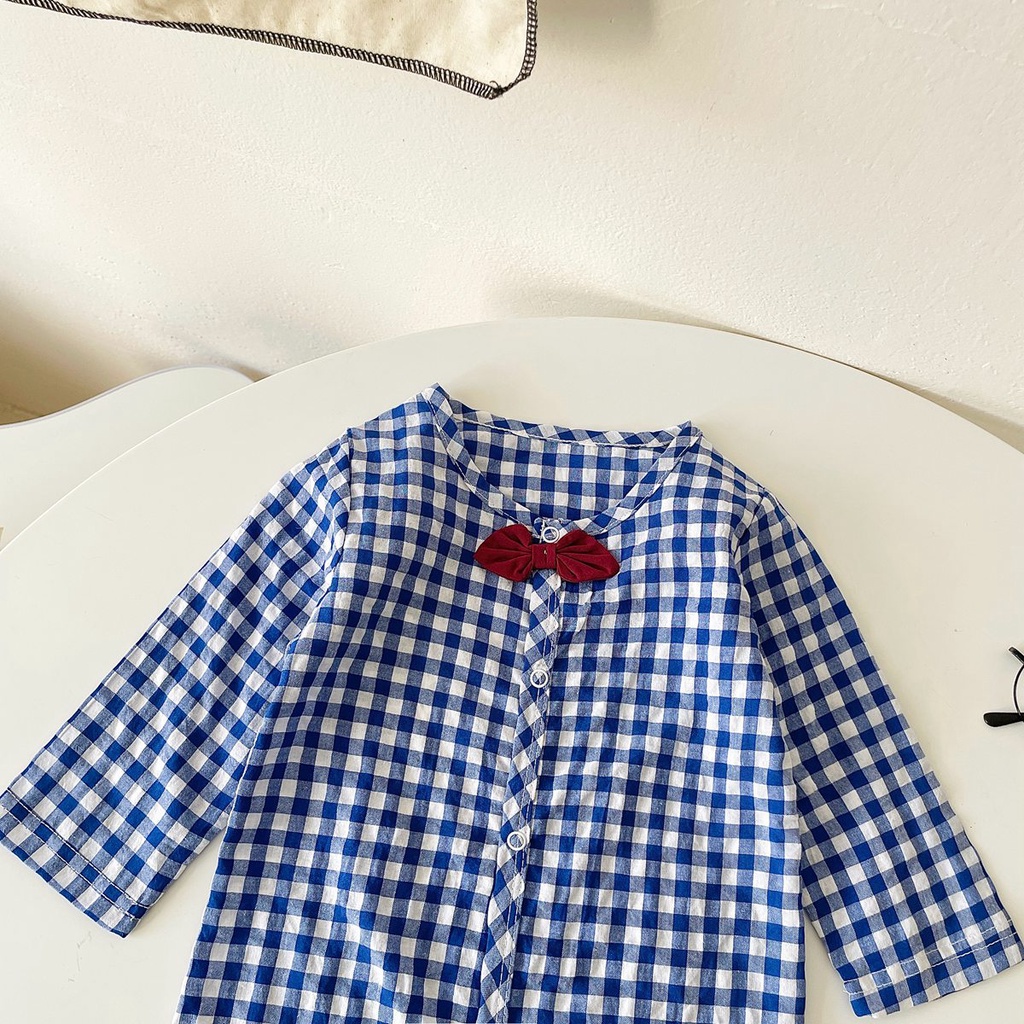 Áo liền quần Sanlutoz họa tiết kẻ sọc thời trang mùa thu cho bé