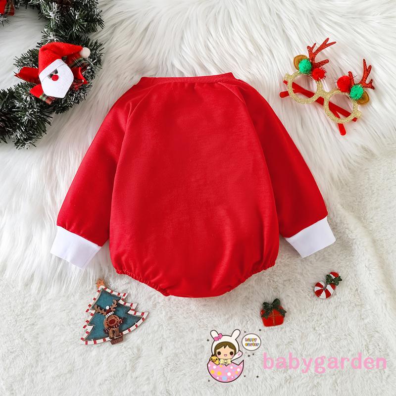 Babygarden-bộ Áo Liền Quần Tay Dài Cổ Thuyền In Họa Tiết Giáng Sinh / Cây Thông Thường Ngày Cho Bé Trai Bé Gái